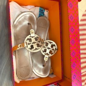 Rose gold Tory sandals! Limited edition! Like new